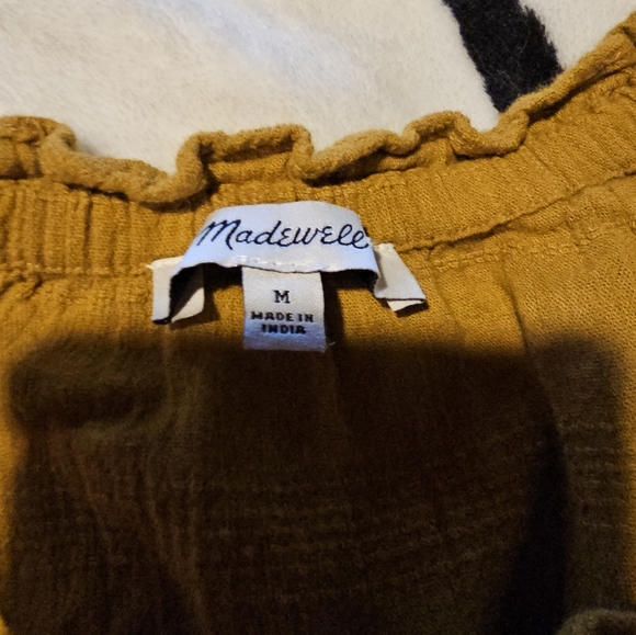 Madewell dark mustard yellow cropped peasant top medium - Picture 3 of 7